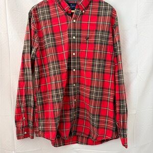 American Eagle Outfitters Red and Black Plaid Men's Shirt